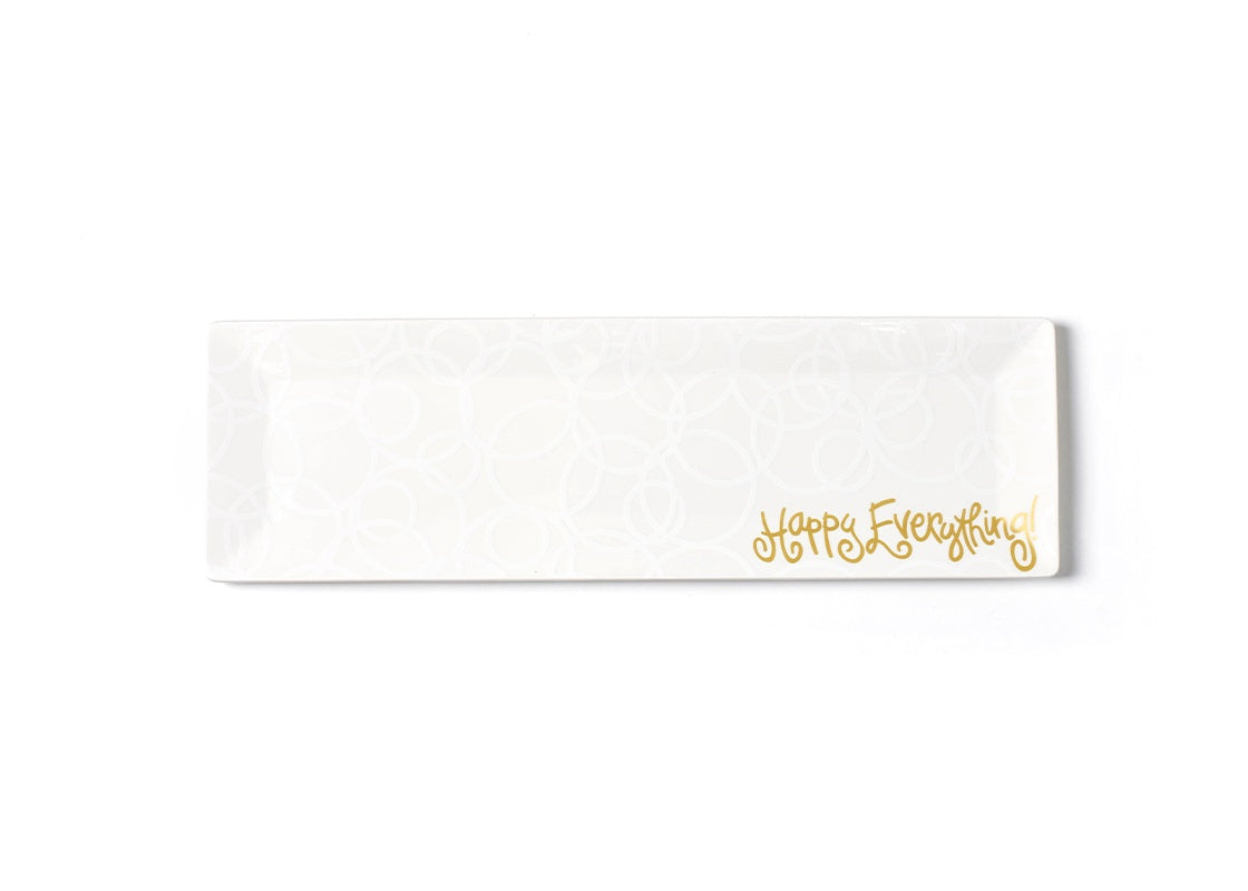 White Circles Skinny Rectangle Tray Happy Everything--Lemons and Limes Boutique