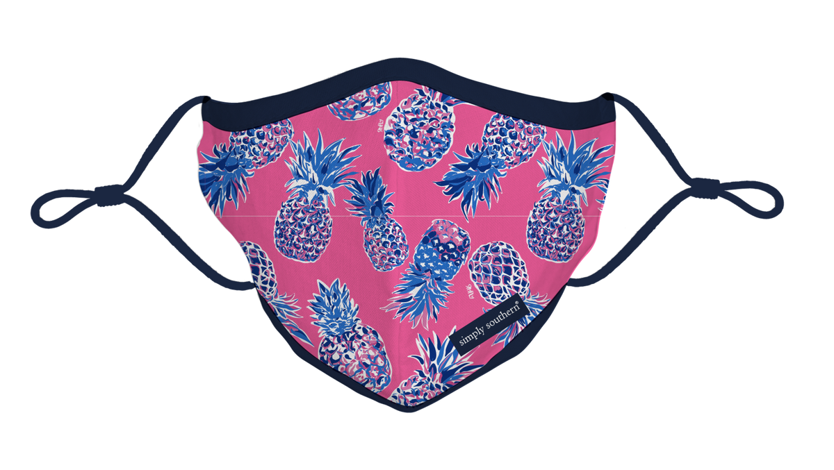 Simply Southern Face Mask in Pink Pineapple: Youth & Adult--Lemons and Limes Boutique