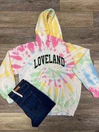 Loveland Hoodie on Rainbow Tie Dye-Lemons and Limes Boutique