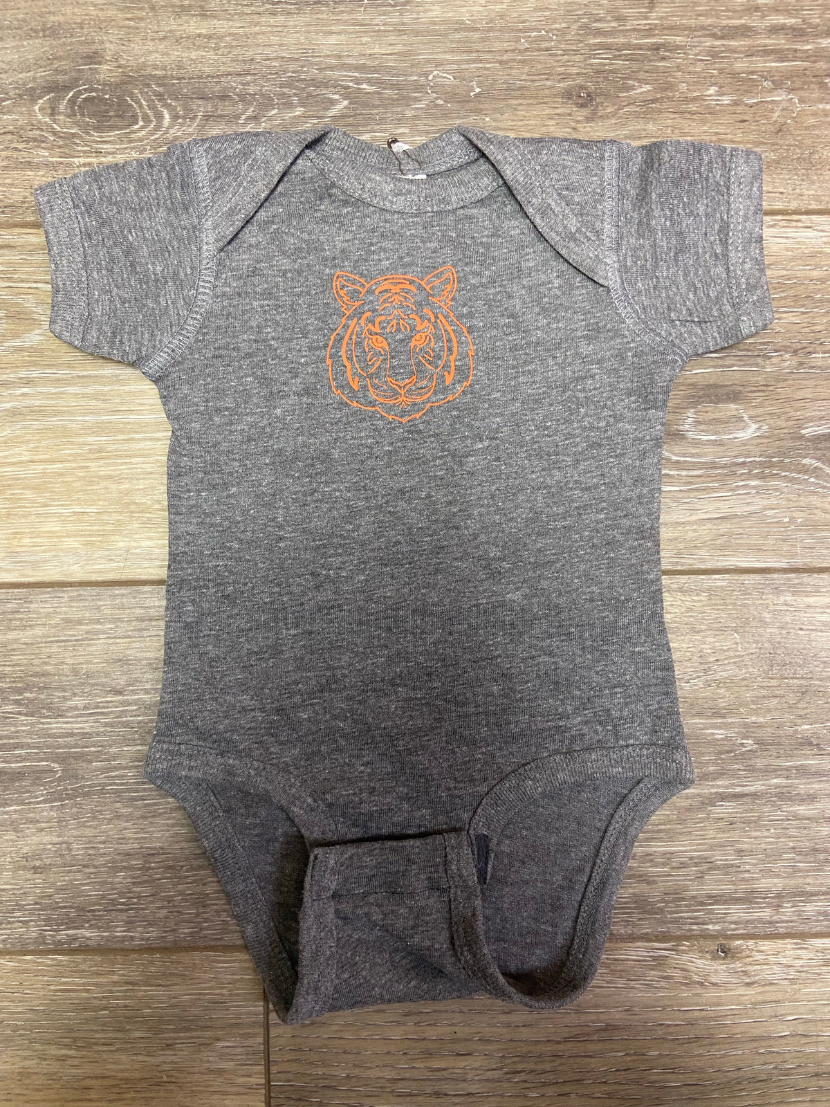 Tiger Face Short Sleeve Body Suit on Gray-Lemons and Limes Boutique