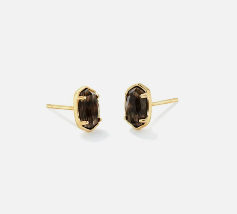 Emilie Gold Stud Earrings in Black Cats Eye by Kendra Scott-Lemons and Limes Boutique