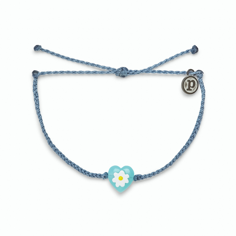 Pura Vida- Daisy Heart Bracelet in Blue Steel--Lemons and Limes Boutique