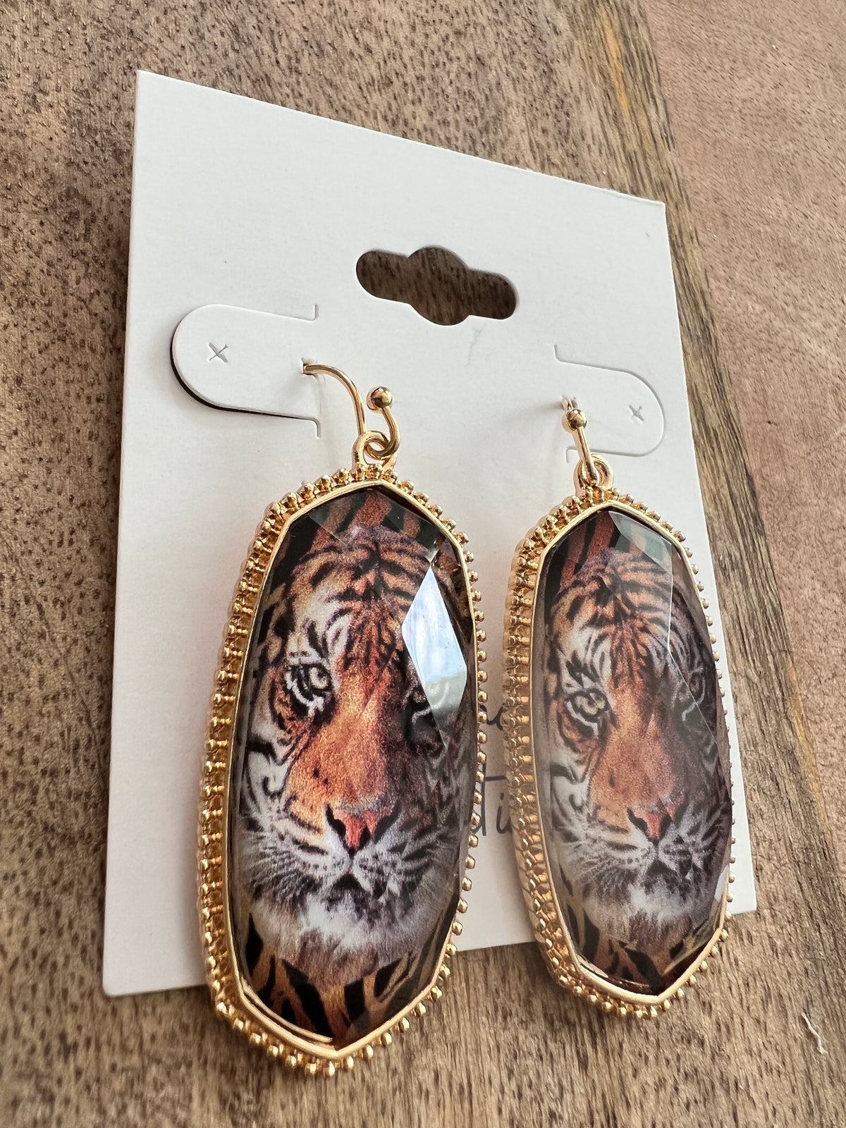 Faceted Bengal Tiger Dangles--Lemons and Limes Boutique