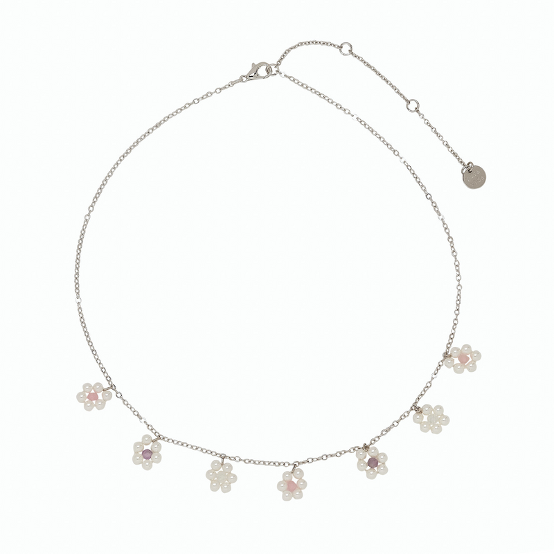 Pura Vida Bitty Pearl Flower Choker in Silver--Lemons and Limes Boutique