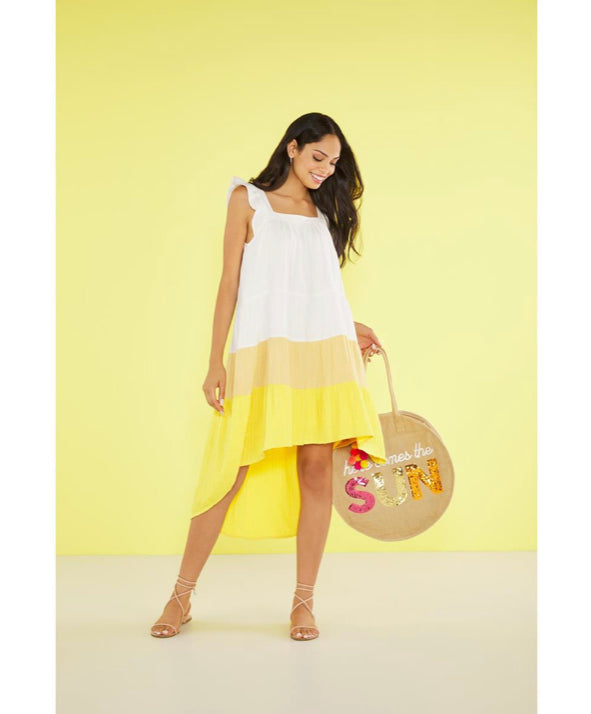 Nile Colorblock Dress in Mustard--Lemons and Limes Boutique