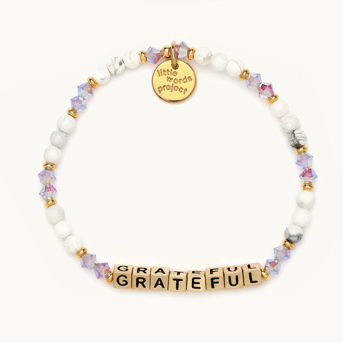 Grateful - Creampuff Gold Bead - Little Words Project Bracelet-Lemons and Limes Boutique