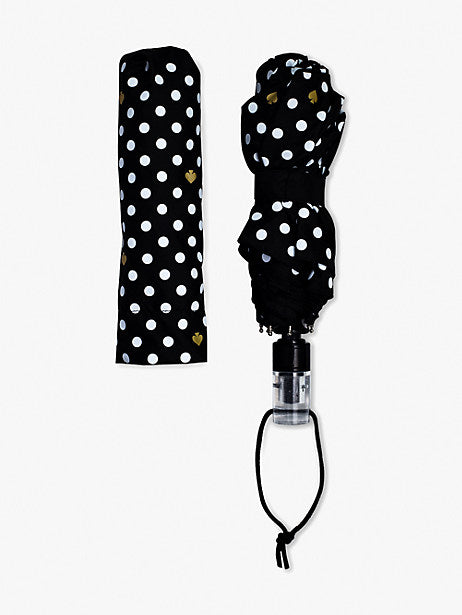 Kate Spade Travel Umbrella in Black & White Polka Dot--Lemons and Limes Boutique