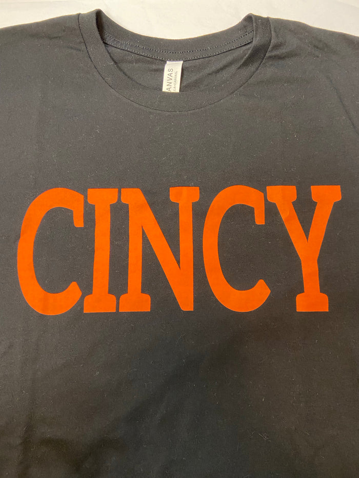CINCY Orange T-Shirt on Black--Lemons and Limes Boutique