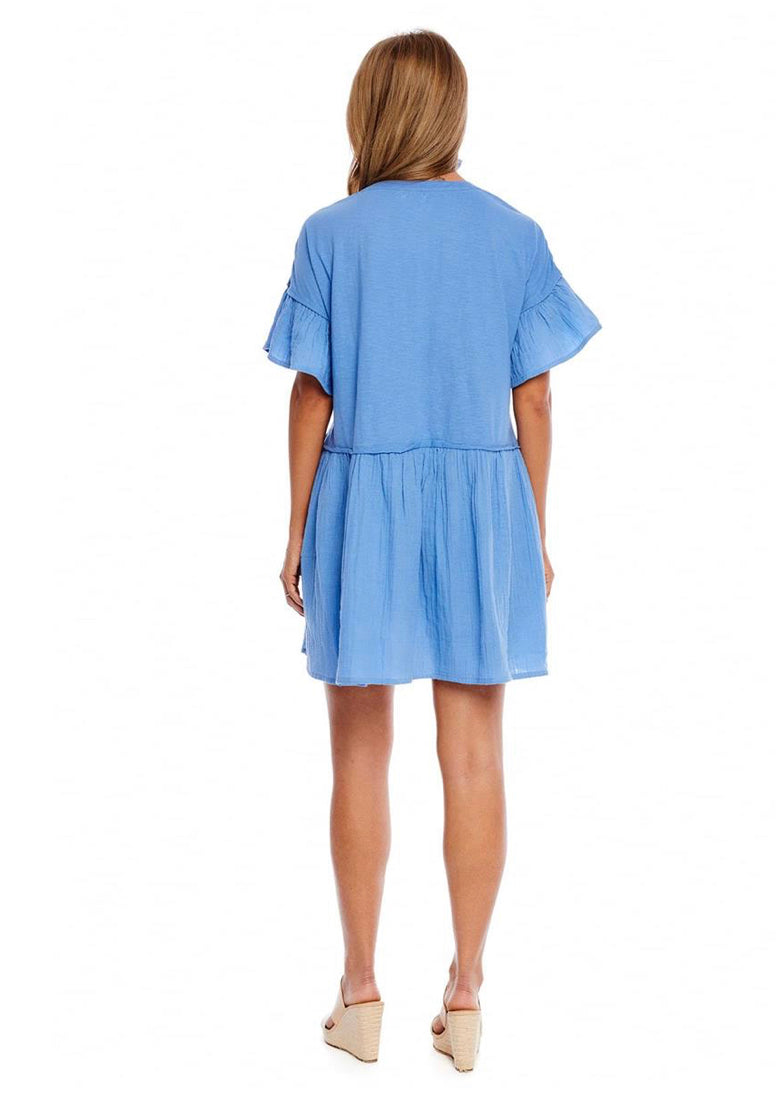 Meryl Flounce Dress in Blue--Lemons and Limes Boutique