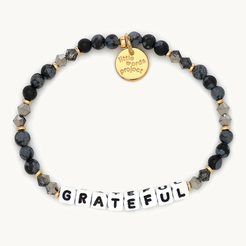 Grateful - White Bead (Other color variations) - Little Words Project Bracelet-Stormy-Lemons and Limes Boutique
