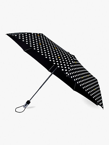 Kate Spade Travel Umbrella in Black & White Polka Dot--Lemons and Limes Boutique