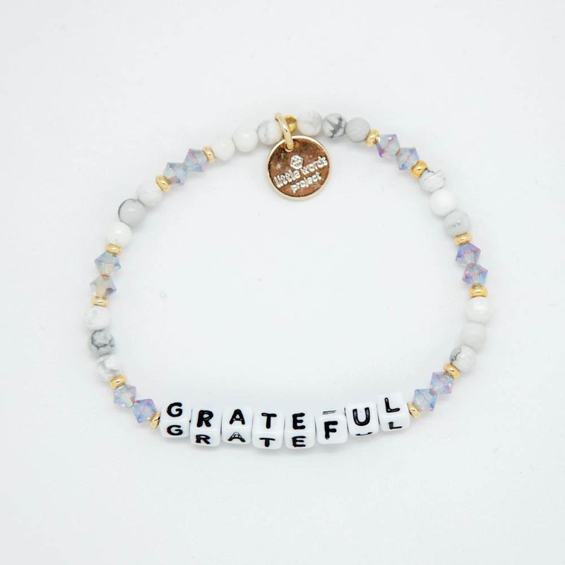Grateful - White Bead (Other color variations) - Little Words Project Bracelet-Cream Puff-Lemons and Limes Boutique