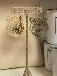 NEW! Laser Cut Bengal Tiger Face Dangles in Gold--Lemons and Limes Boutique