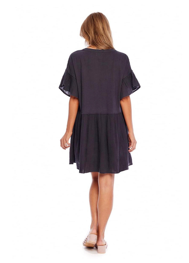 Meryl Flounce Dress in Black--Lemons and Limes Boutique