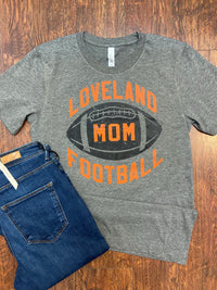 Loveland Football Mom T-Shirt on Grey-S-Lemons and Limes Boutique