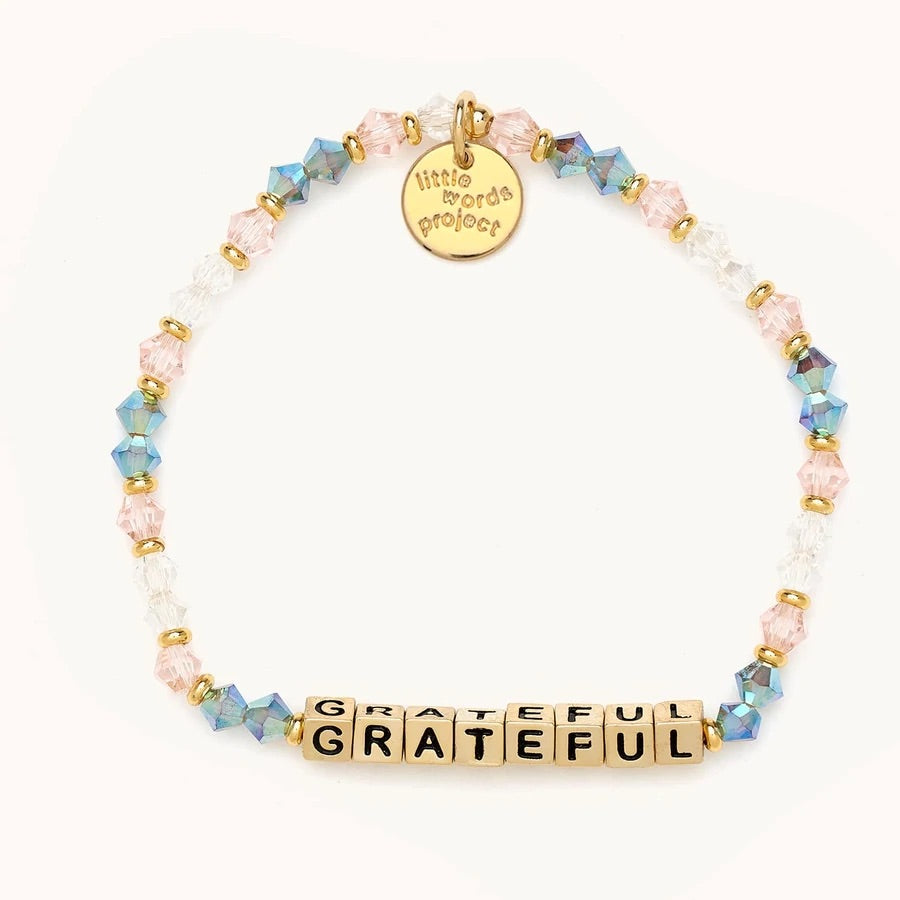 Grateful - Arrow Gold Bead - Little Words Project Bracelet--Lemons and Limes Boutique