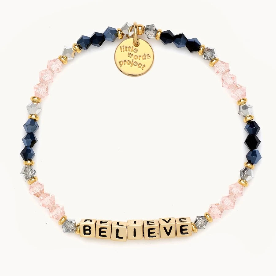 Believe - Belle Gold Bead - Little Words Project Bracelet-Lemons and Limes Boutique