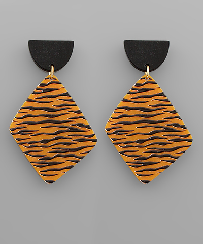 Half Moon Tiger Stripes Dangles-Lemons and Limes Boutique