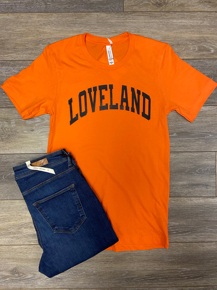 Loveland Basic T-Shirt on Orange--Lemons and Limes Boutique