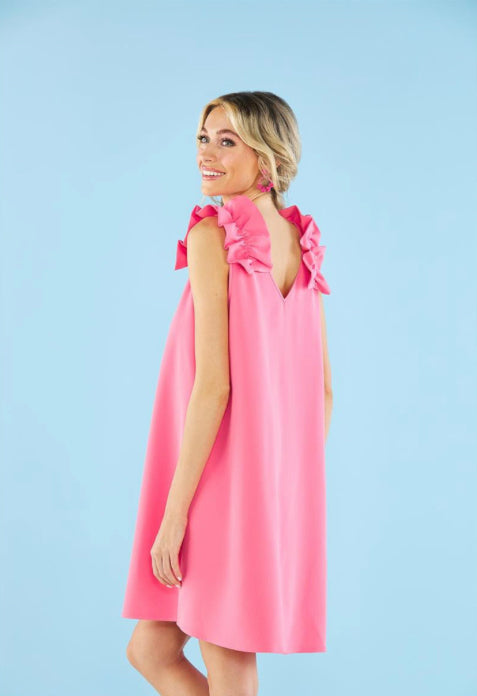 Cece Ruffle Dress in Pink-Dresses-Lemons and Limes Boutique