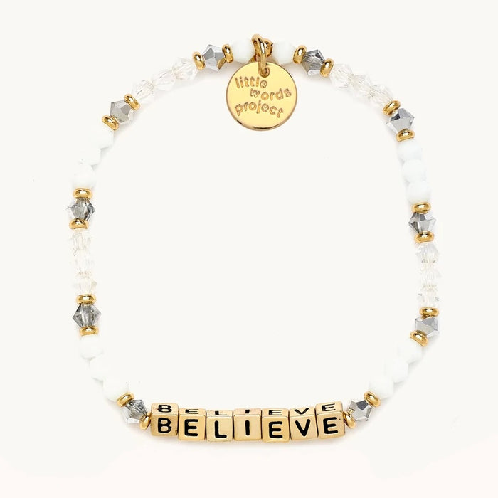 Believe - Empire Gold Bead - Little Words Project Bracelet-Lemons and Limes Boutique