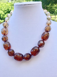 The Fiona Necklace, Faceted Chunky Bead Necklace and Earring Set-Necklace-Amber-Lemons and Limes Boutique