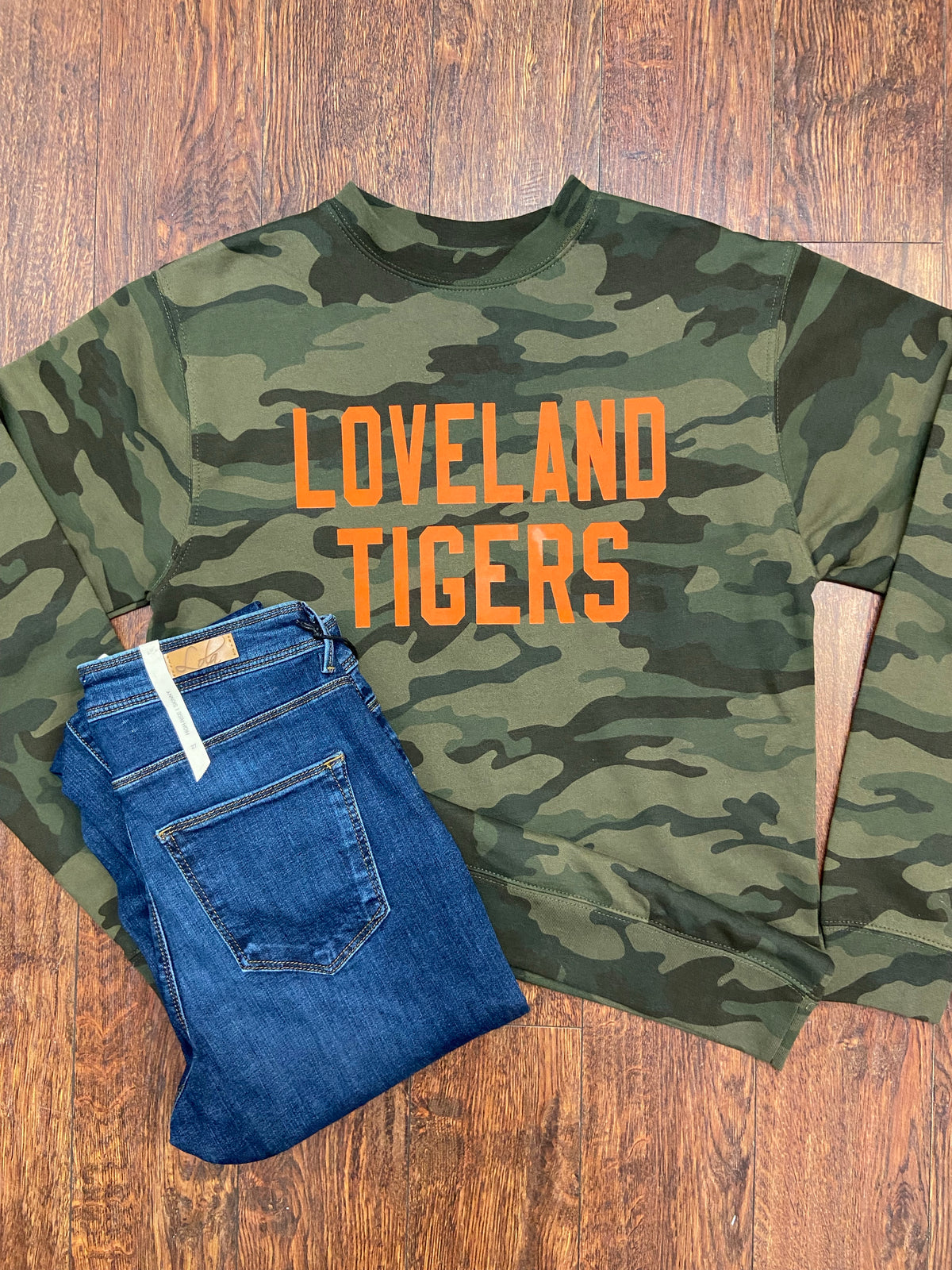 Loveland Tigers Sweatshirt on Camo-Lemons and Limes Boutique