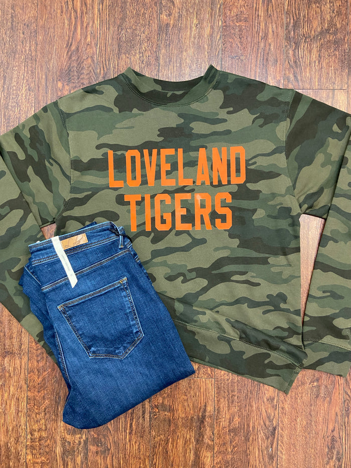 Loveland Tigers Sweatshirt on Camo-Lemons and Limes Boutique