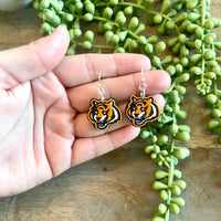 Handmade Cincinnati Bengal Tiger Dangle Earrings--Lemons and Limes Boutique