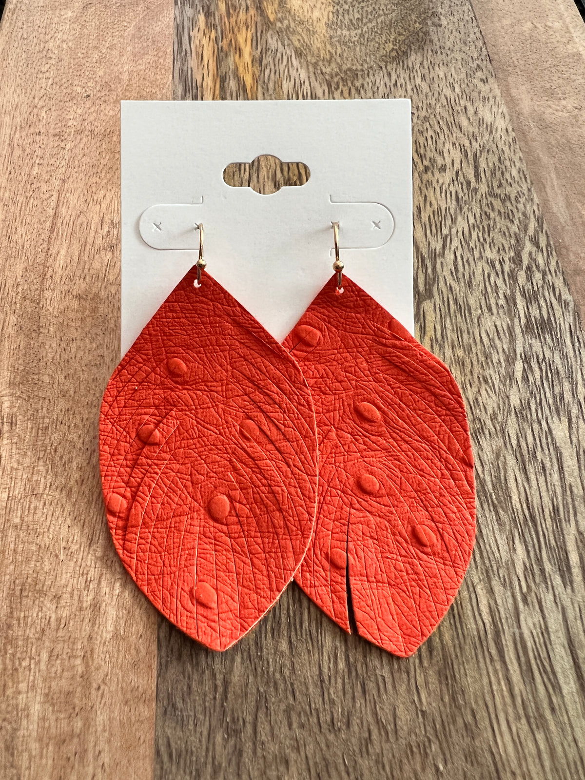 Textured Feathered Dangles- Orange-Lemons and Limes Boutique