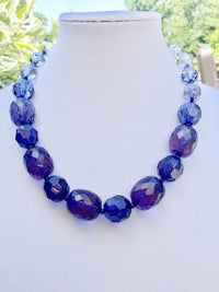 The Fiona Necklace, Faceted Chunky Bead Necklace and Earring Set-Necklace-Navy-Lemons and Limes Boutique