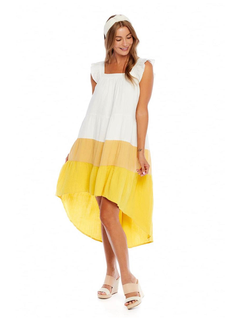 Nile Colorblock Dress in Mustard--Lemons and Limes Boutique