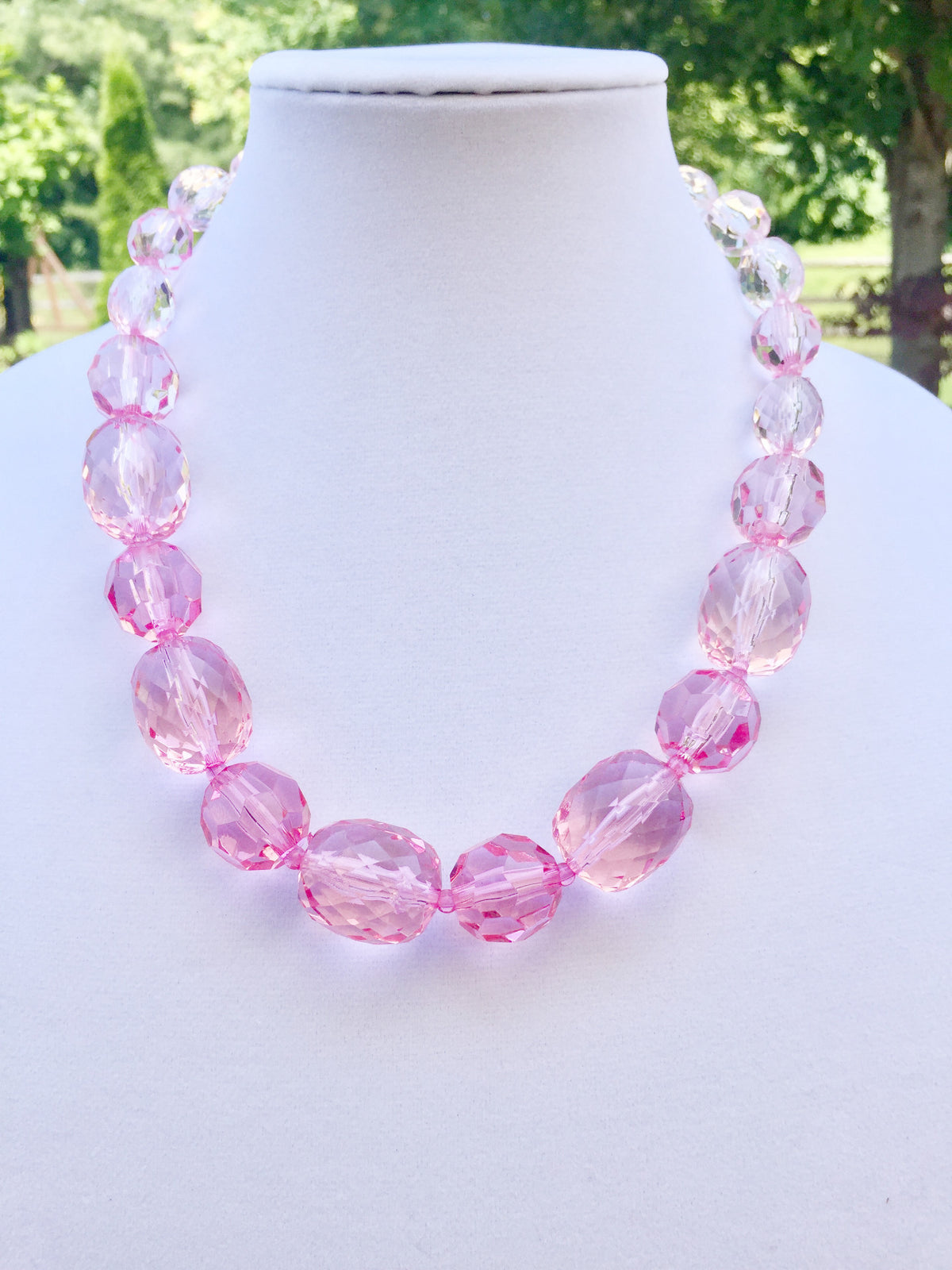The Fiona Necklace, Faceted Chunky Bead Necklace and Earring Set-Necklace-Pink-Lemons and Limes Boutique