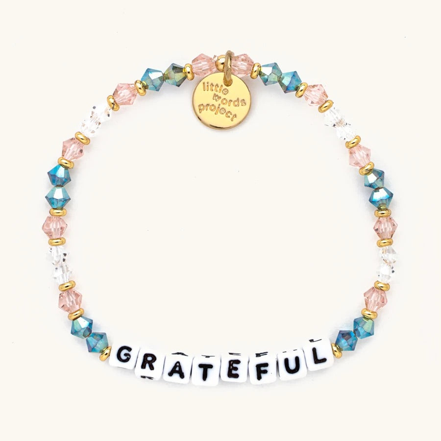 Grateful - White Bead (Other color variations) - Little Words Project Bracelet--Lemons and Limes Boutique