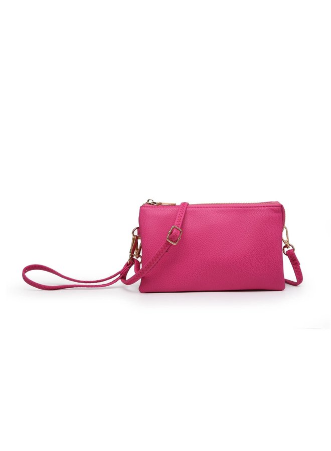 Riley Monogrammable 3 Compartment Crossbody/Wristlet in Berry--Lemons and Limes Boutique