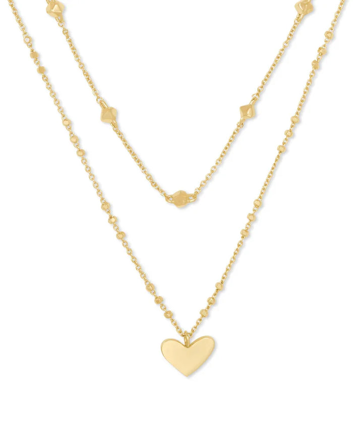Ari Heart Multi Strand Necklace Gold Metal by Kendra Scott-NECKLACES-Lemons and Limes Boutique