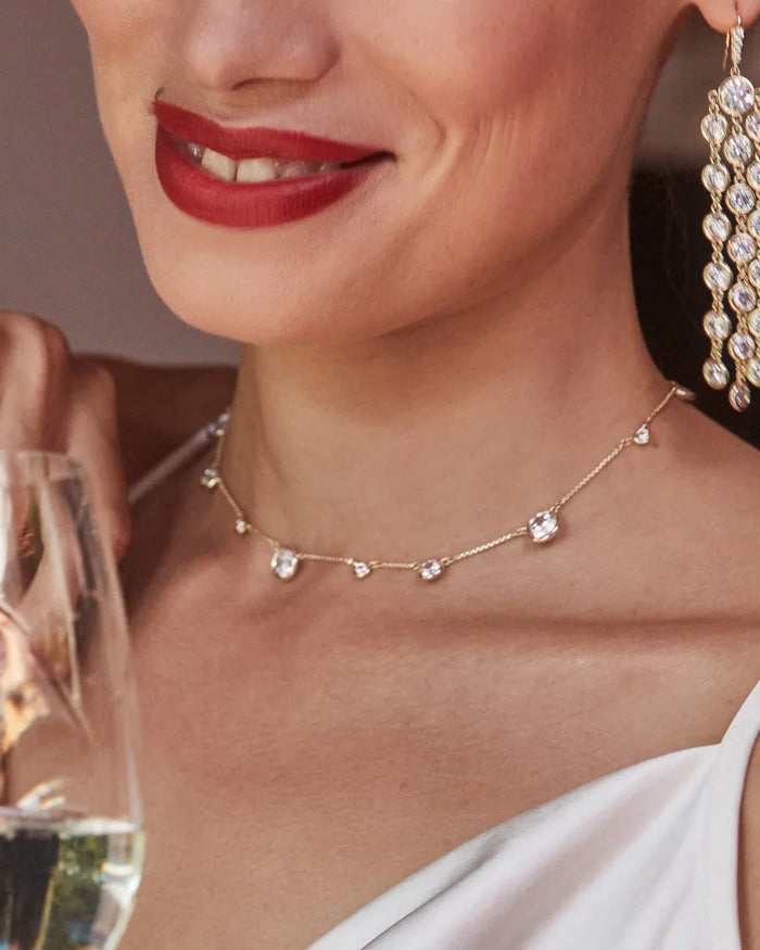 Clementine Necklace in Gold Metal White CZ by Kendra Scott-Lemons and Limes Boutique