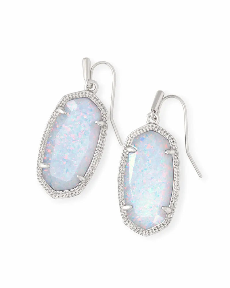 Dani Drop Earrings in Rhodium White Opal by Kendra Scott-Lemons and Limes Boutique