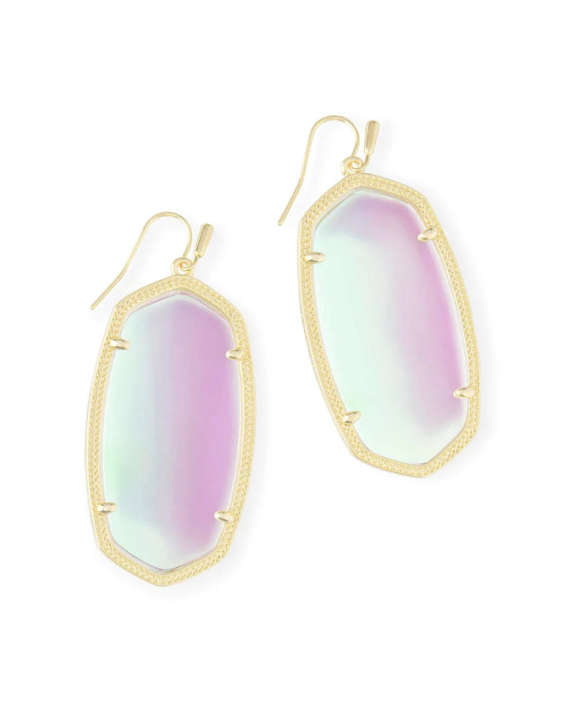 Danielle Statement Earrings in Rose Gold Dichroic Glass by Kendra Scott-Lemons and Limes Boutique