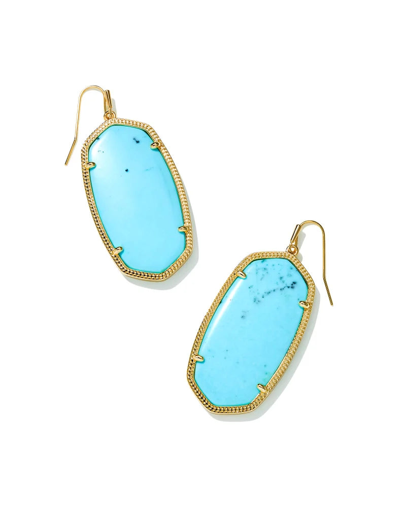 Danielle Statement Earrings in Gold Light Blue Magnesite by Kendra Scott-Lemons and Limes Boutique