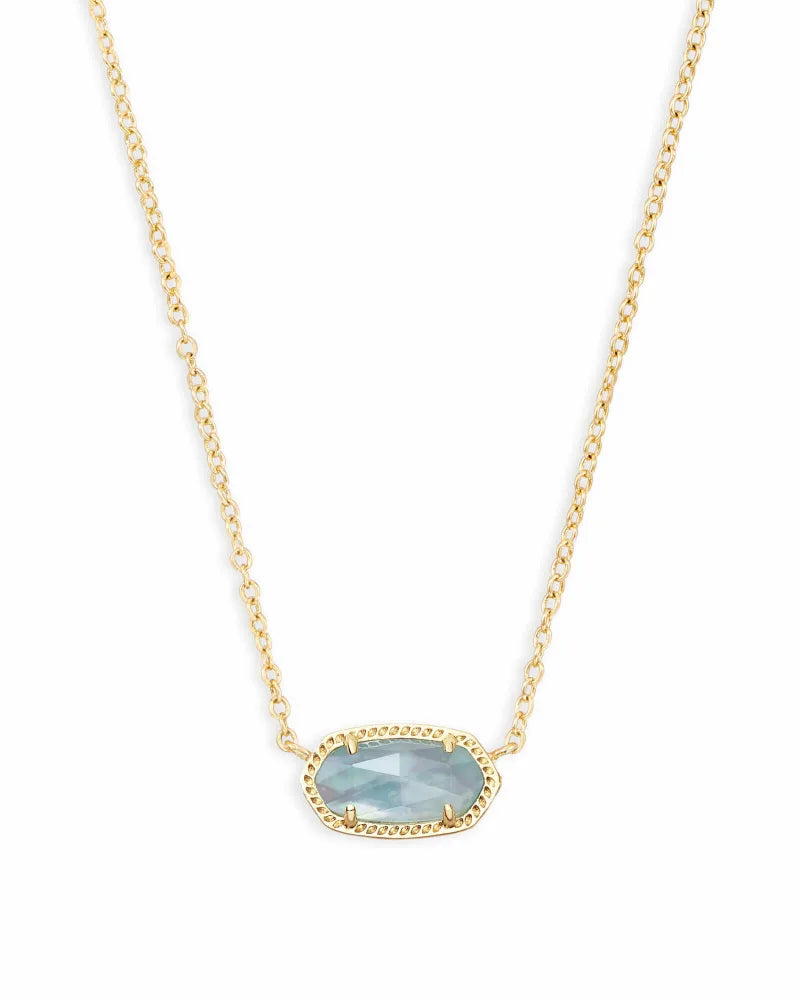 Elisa Short Pendant in Gold Light Blue Illusion by Kendra Scott-Lemons and Limes Boutique