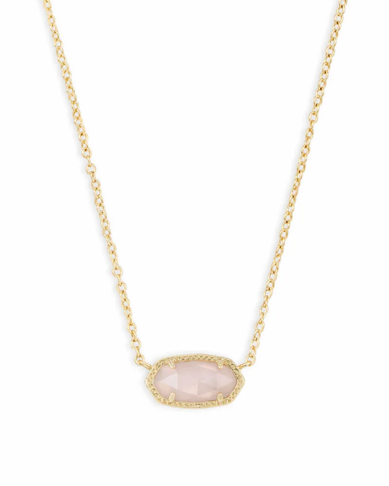 Elisa Short Pendant in Gold Rose Quartz by Kendra Scott-NECKLACES-Lemons and Limes Boutique