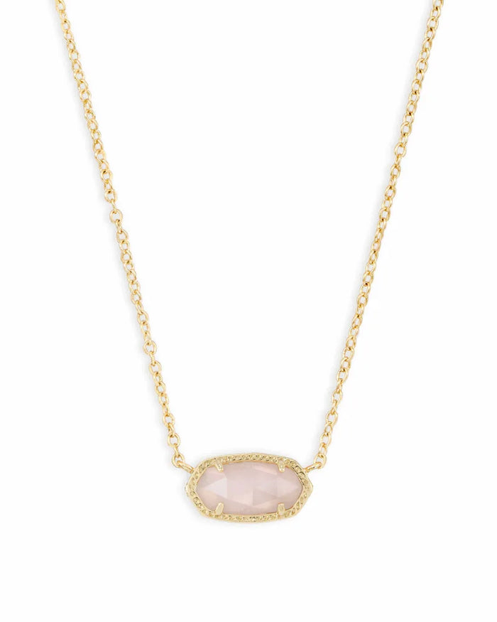 Elisa Short Pendant in Gold Rose Quartz by Kendra Scott-NECKLACES-Lemons and Limes Boutique