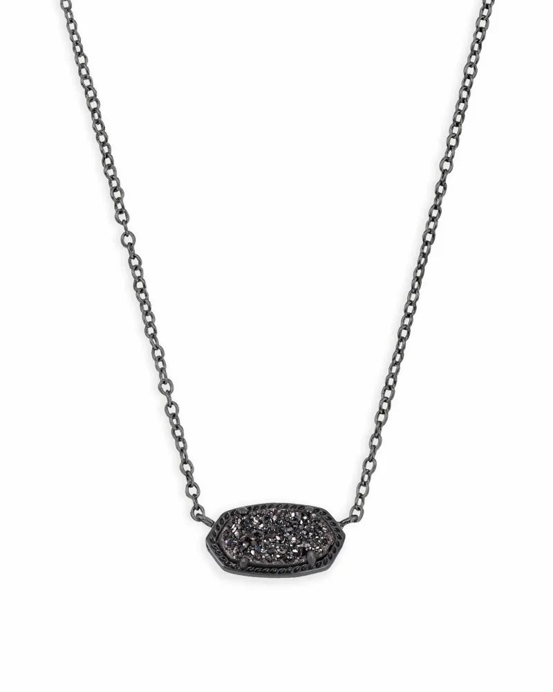 Elisa Short Pendant in Gunmetal Black Drusy by Kendra Scott-Lemons and Limes Boutique
