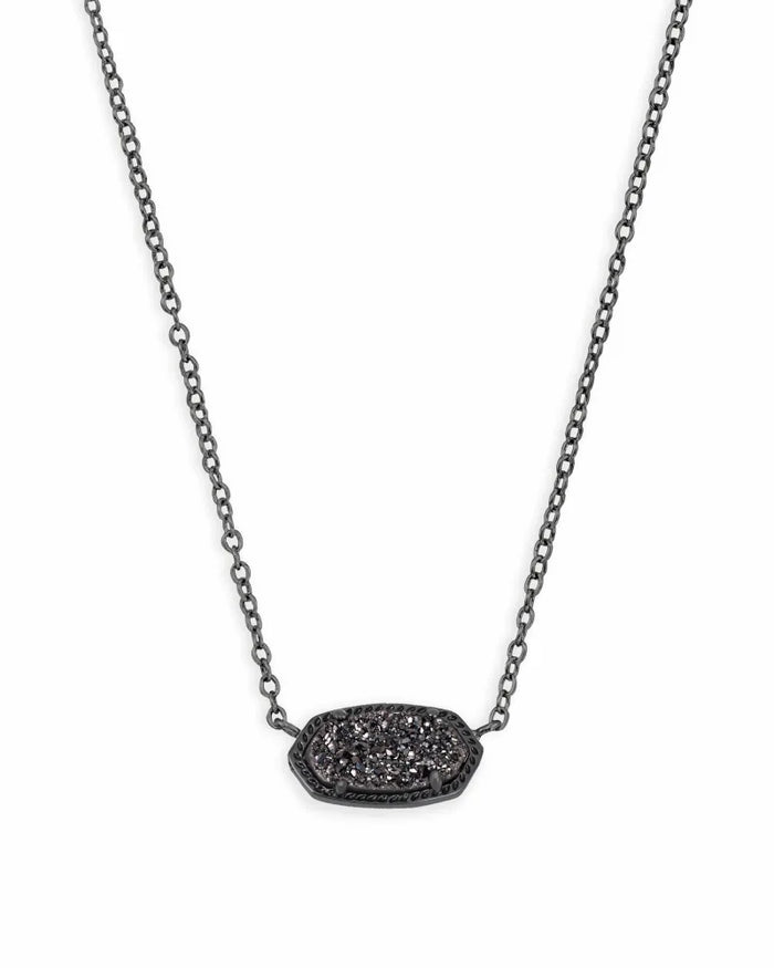 Elisa Short Pendant in Gunmetal Black Drusy by Kendra Scott-Lemons and Limes Boutique