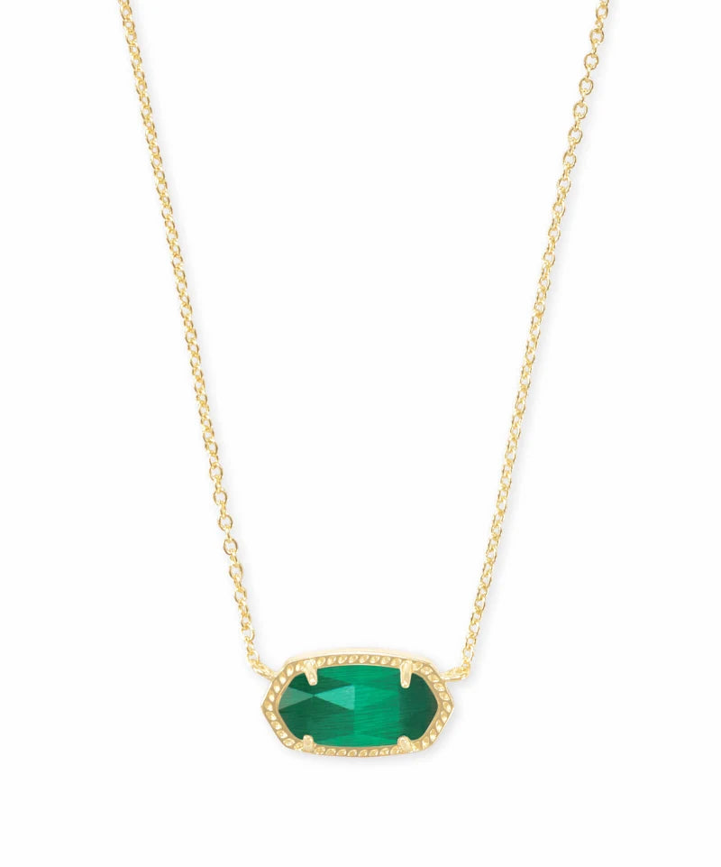 Elisa Short Pendant in Gold Emerald Cats Eye Kendra Scott-NECKLACES-Lemons and Limes Boutique