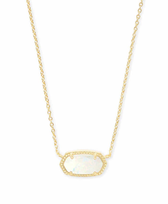 Elisa Short Pendant in Gold White Opal by Kendra Scott-Lemons and Limes Boutique
