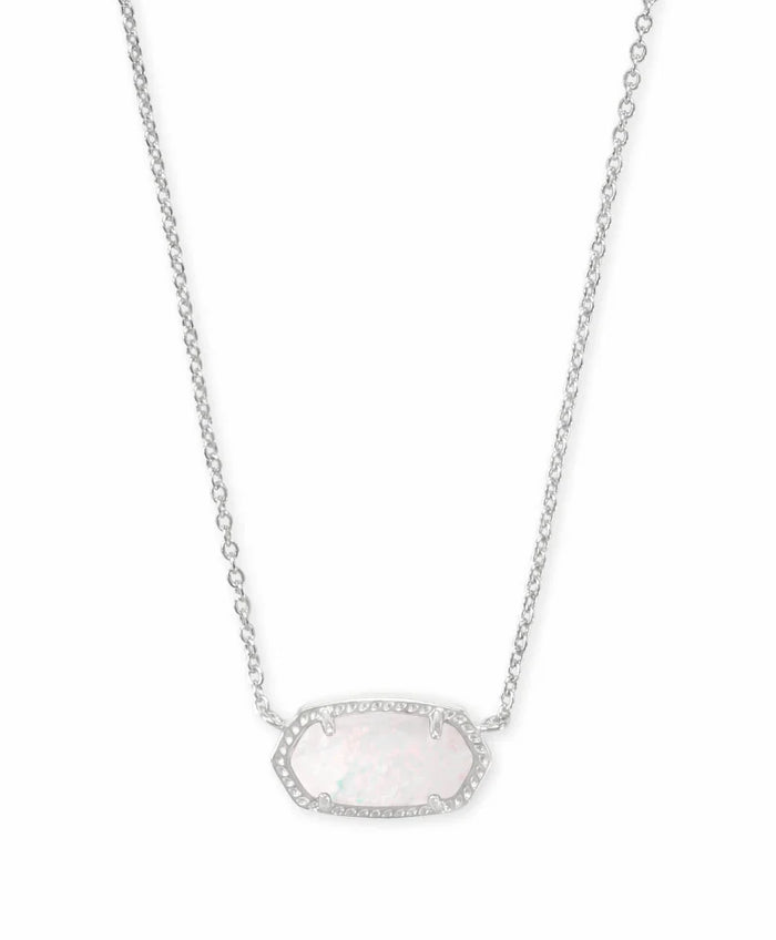 Elisa Short Pendant in Rhodium White Opal by Kendra Scott--Lemons and Limes Boutique