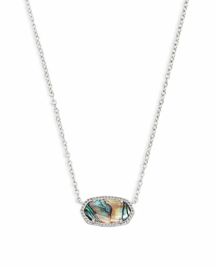 Elisa Short Pendant in Rhodium Abalone Shell by Kendra Scott-Lemons and Limes Boutique