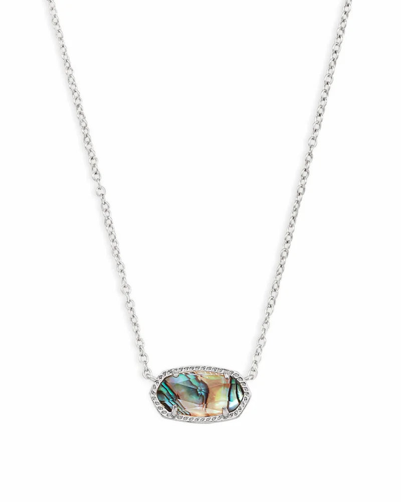Elisa Short Pendant in Rhodium Abalone Shell by Kendra Scott-Lemons and Limes Boutique